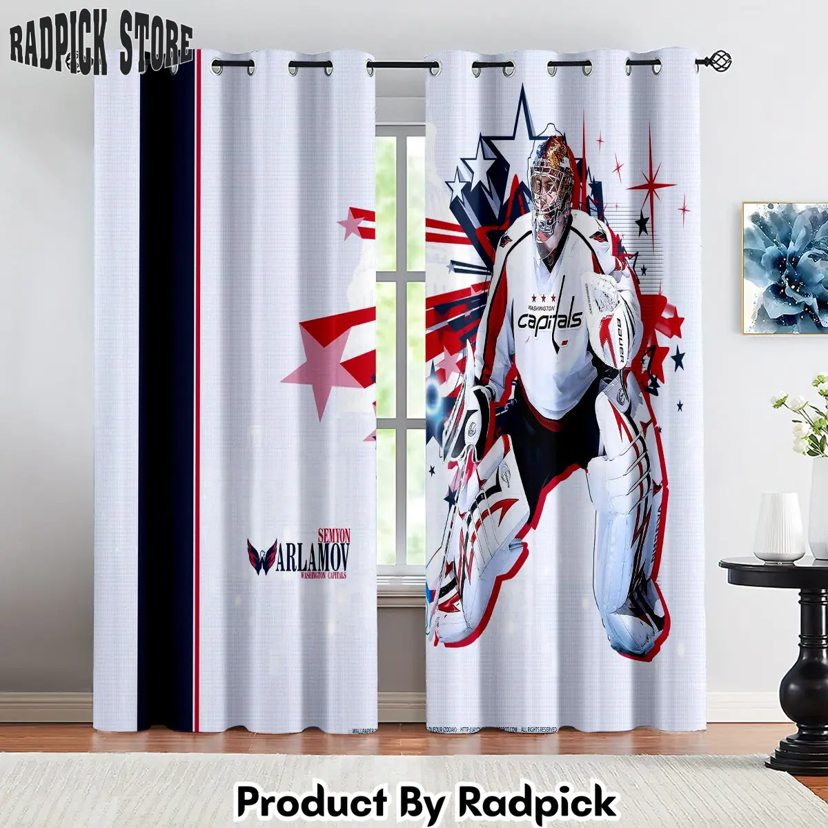Radpick washington capitals hockey league curtains drapes for window treatment set 3 nzy rp852152